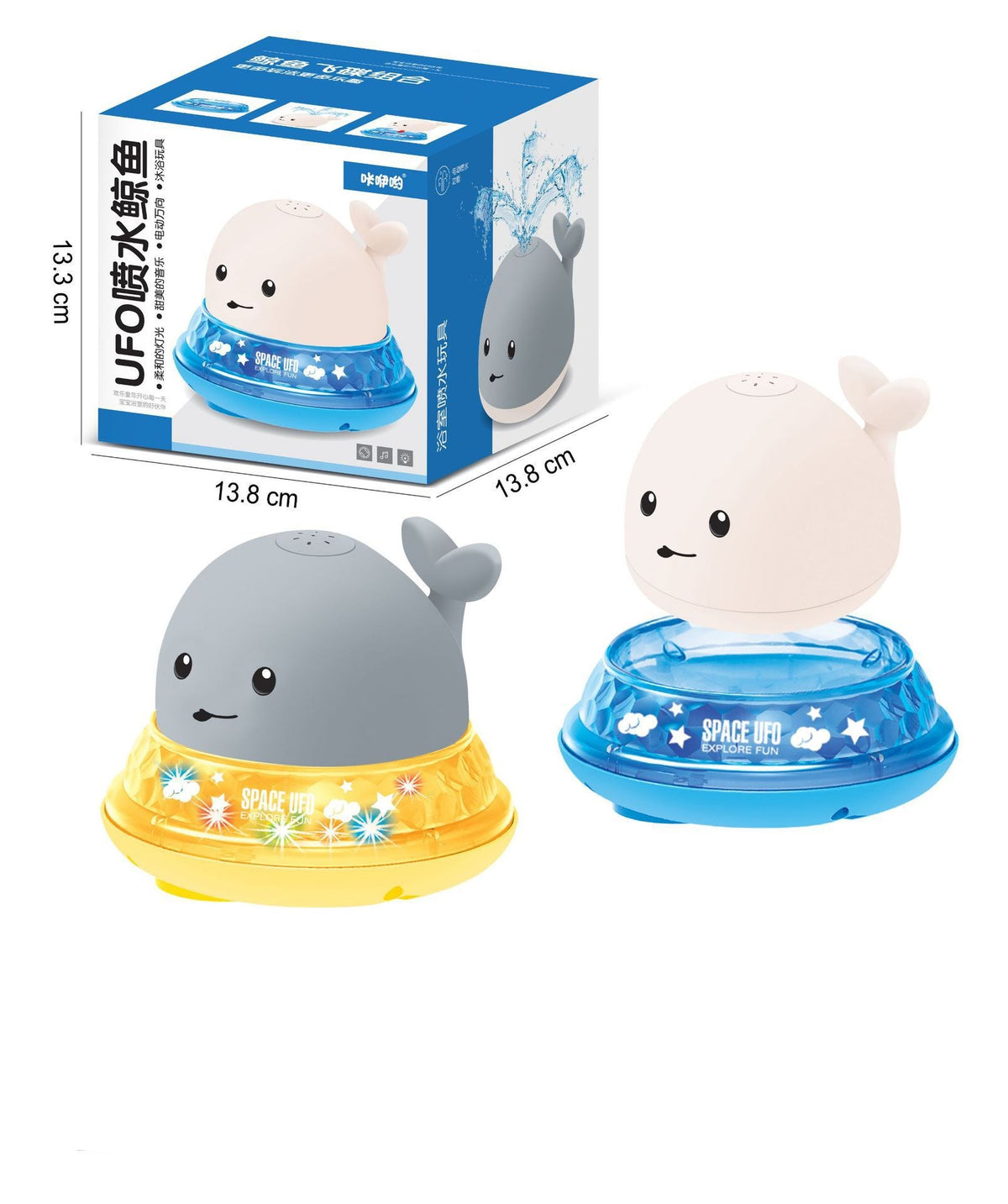 Baby Cute Cartoon Whale Floating Spraying Water Bath Toys with Light Music LED Light Baby Toys