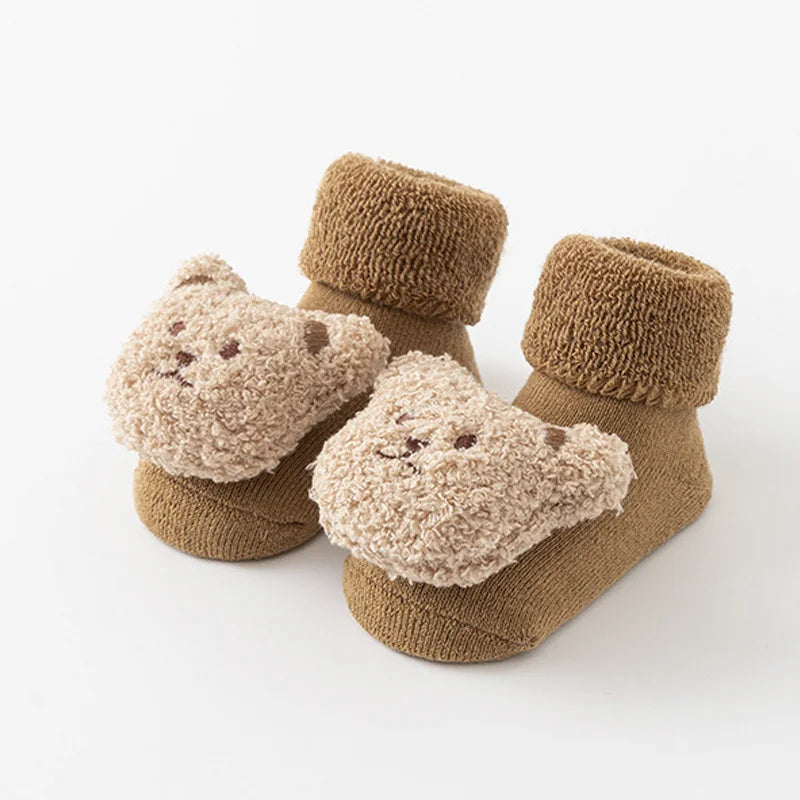 Cute Bear Baby Socks for Boys Girls Winter Soft Cotton Thicken Socks anti Slip Babies Accessories for Newborn Toddler Sock Kids