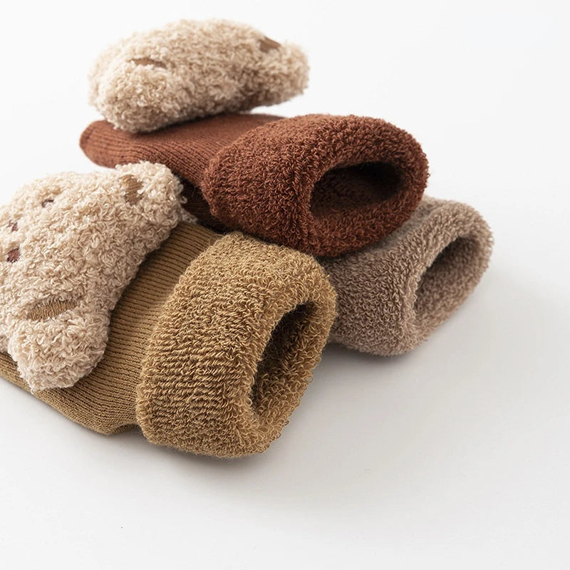 Cute Bear Baby Socks for Boys Girls Winter Soft Cotton Thicken Socks anti Slip Babies Accessories for Newborn Toddler Sock Kids
