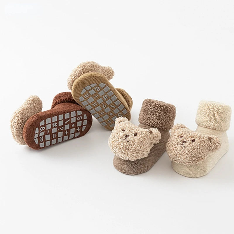 Cute Bear Baby Socks for Boys Girls Winter Soft Cotton Thicken Socks anti Slip Babies Accessories for Newborn Toddler Sock Kids