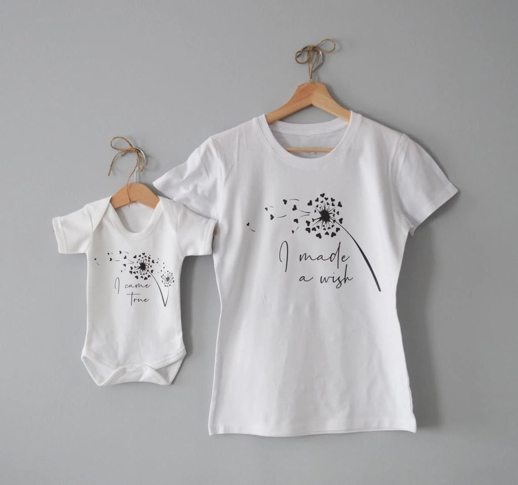 Mommy and Me Outfits Mommy and Baby Matching Shirt I Made a Wish I Came True Wishes New Mom Gift Baby Shower New Baby