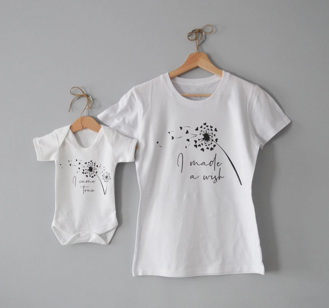 Mommy and Me Outfits Mommy and Baby Matching Shirt I Made a Wish I Came True Wishes New Mom Gift Baby Shower New Baby
