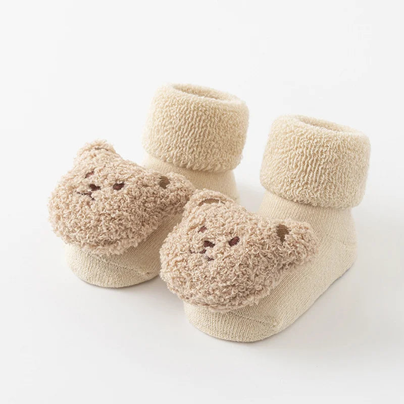 Cute Bear Baby Socks for Boys Girls Winter Soft Cotton Thicken Socks anti Slip Babies Accessories for Newborn Toddler Sock Kids