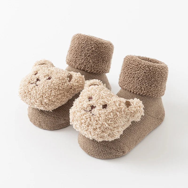 Cute Bear Baby Socks for Boys Girls Winter Soft Cotton Thicken Socks anti Slip Babies Accessories for Newborn Toddler Sock Kids