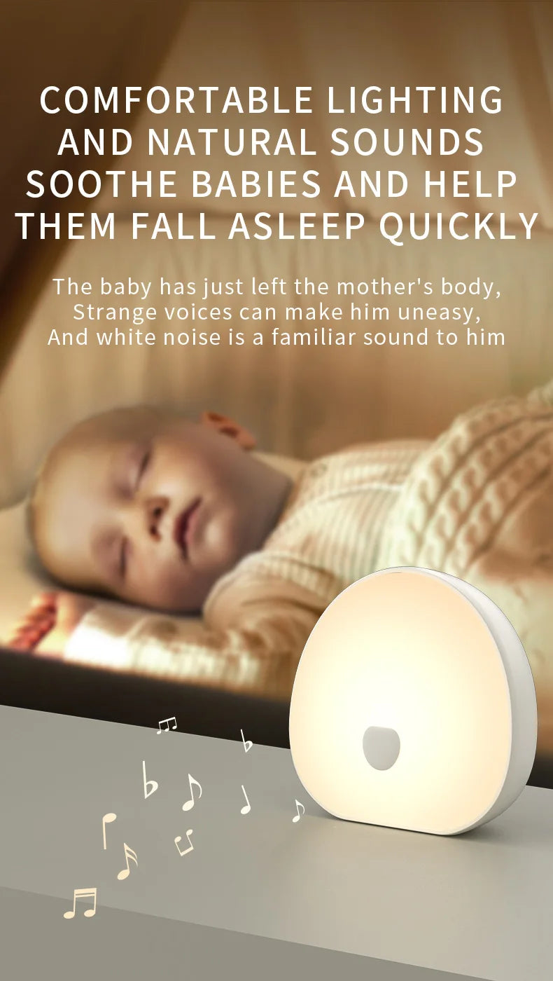 Intelligent White Noise Sleep Device, Rechargeable Timer Night Light, Night Feeding Soothing Device, Portable Colorful Night Light